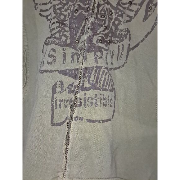 A Simply Irresistible Sweatshirt Hoodie Zip Front Raggedy Boho Olive Green L - Picture 2 of 13